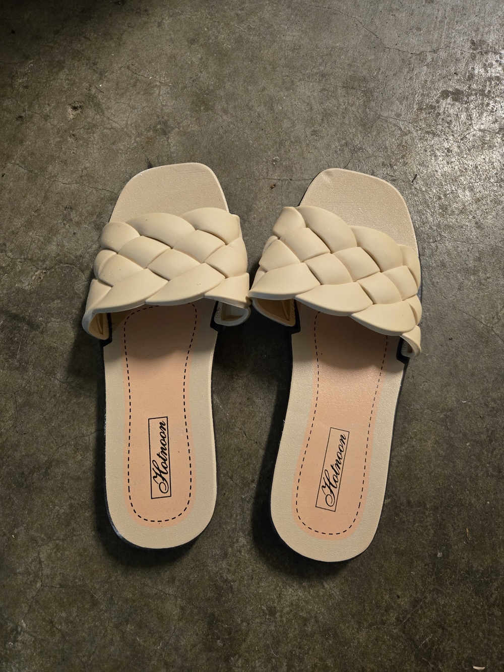 Women's Braided Slide Sandals in Cream